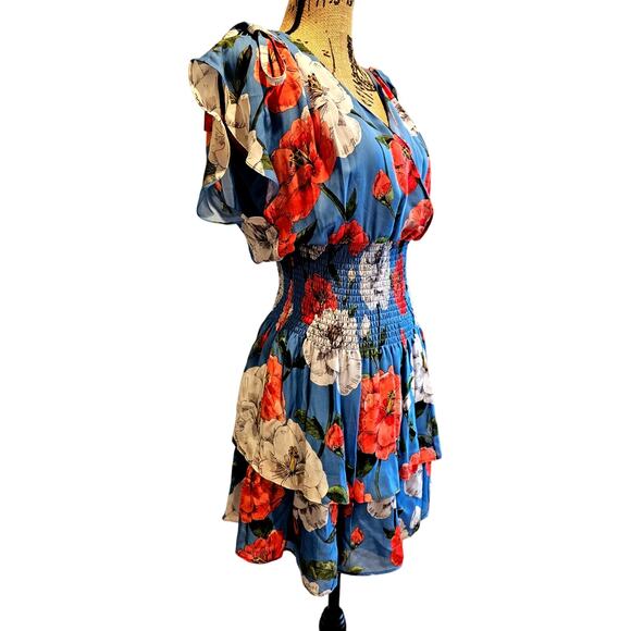 Parker Bondi Dress Maritime, Wildflower, Silk Blend, Smocked Waist, NEW, Sz S - Picture 2 of 10